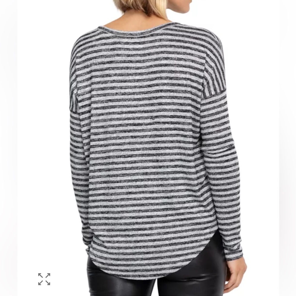 Rag & bone The Knit Striped Long-Sleeve Tee grey black size medium - Picture 2 of 7